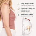 Load image into Gallery viewer, Side profile comparison showing BabyNera FlowEase wearable breast pump's ultra-slim 2.7-inch design, 180ml capacity, and lightweight 230g comfort compared with bulkier wearable breast pumps under clothing.