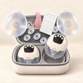 Load image into Gallery viewer, BabyNera FlowEase double wearable breast pump kit with travel case, MilkEase massager, flange inserts, sizing guide and accessories.