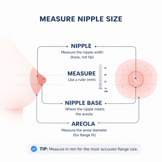 Guide on how to measure nipple size for breast pump flange fit using a ruler