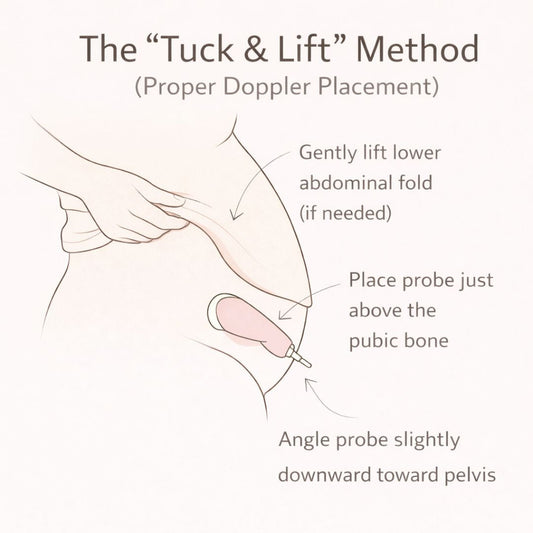 tuck and lift method fetal doppler placement lower abdomen diagram