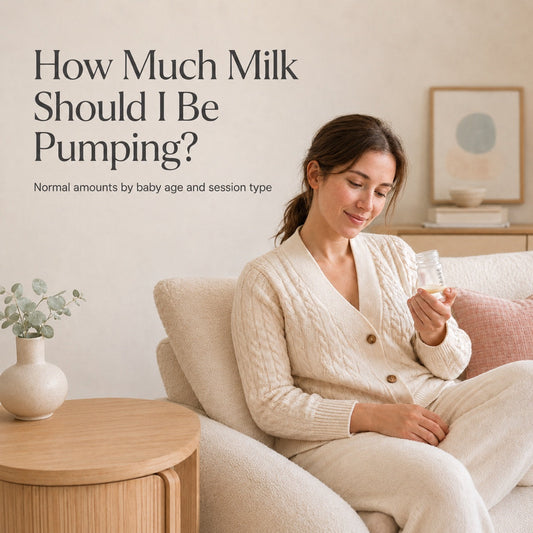 Australian mum relaxing while pumping breast milk — guide to normal pumping amounts by age and stage