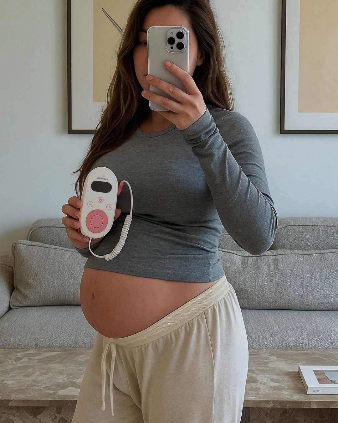Customer using BabyNera fetal doppler