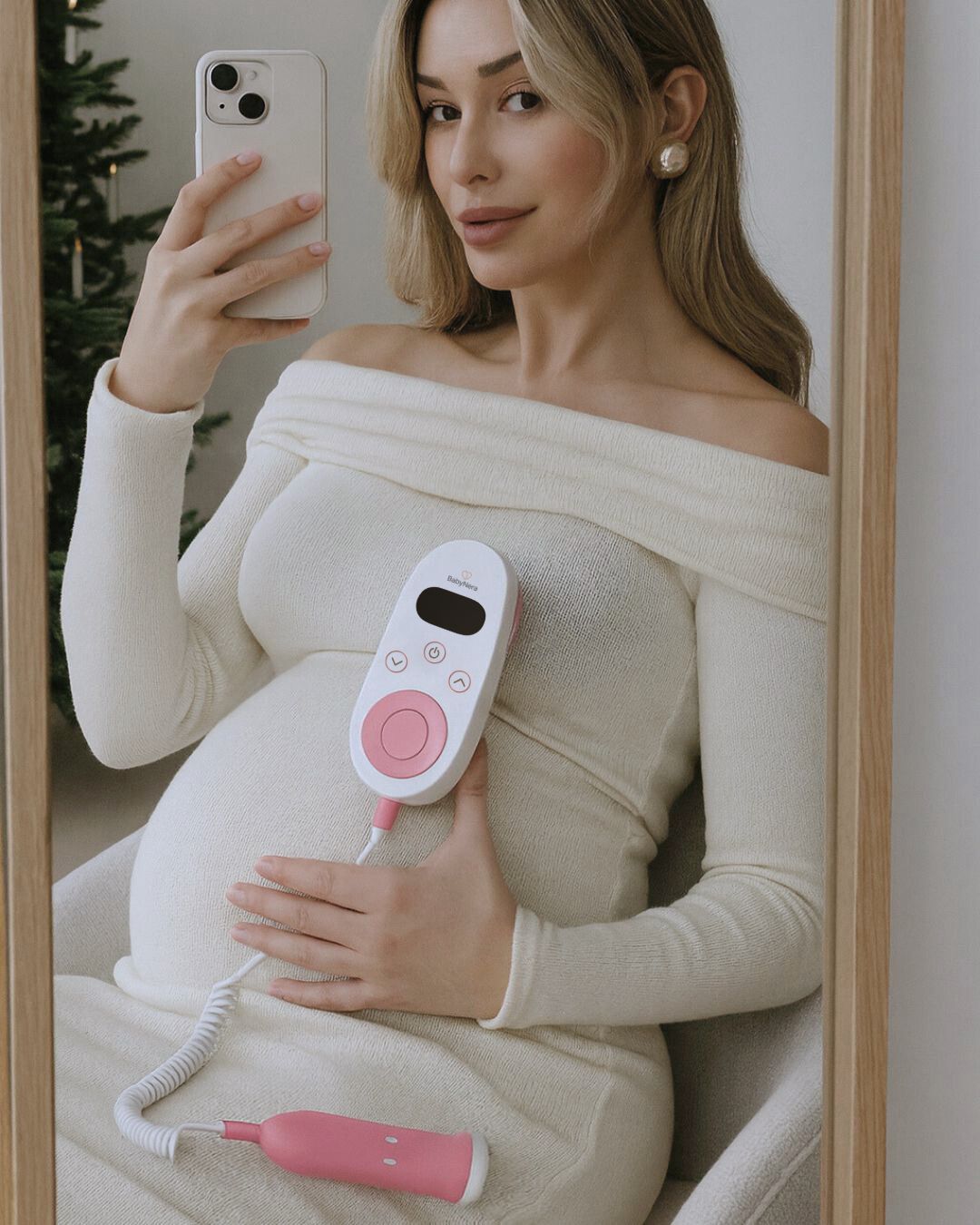 Customer using BabyNera fetal doppler