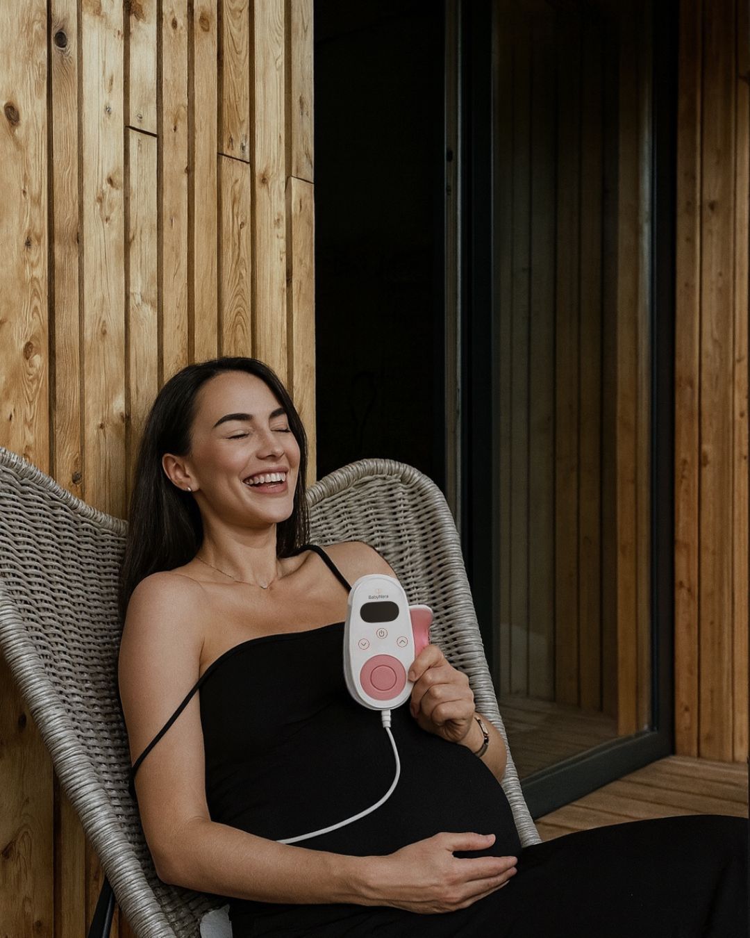Customer using BabyNera fetal doppler