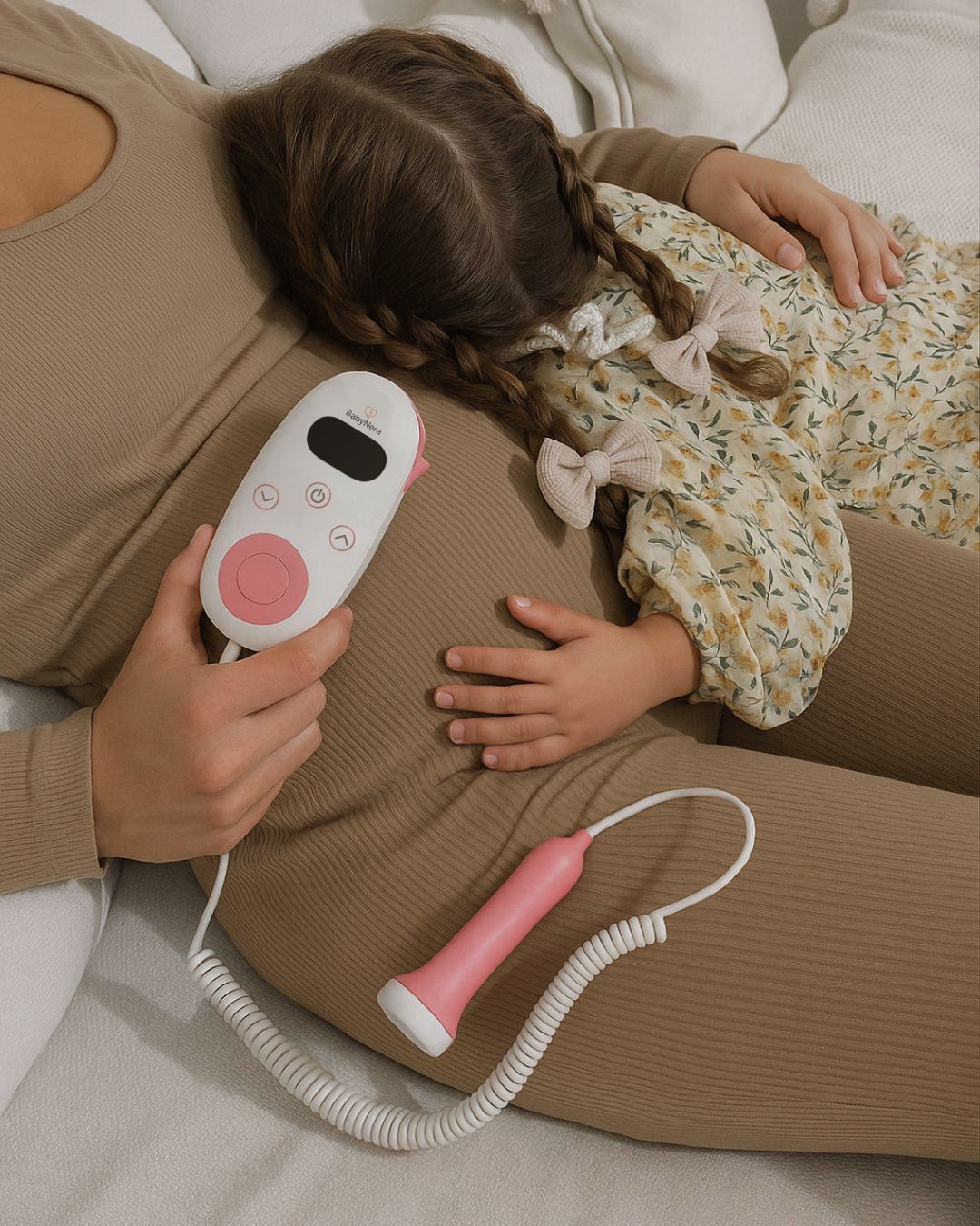 Customer using BabyNera fetal doppler