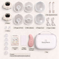 Load image into Gallery viewer, BabyNera FlowEase double wearable breast pump kit with two motors, flanges, milk collectors, flange covers, MilkEase massager, inserts, cables, sizing ruler and travel case.
