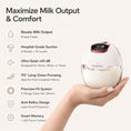 Load image into Gallery viewer, BabyNera FlowEase wearable breast pump held in hand, featuring hospital-grade suction, 5 flange sizes, ultra-quiet 43dB operation, anti-reflux design, and comfortable hands-free pumping for breastfeeding moms.
