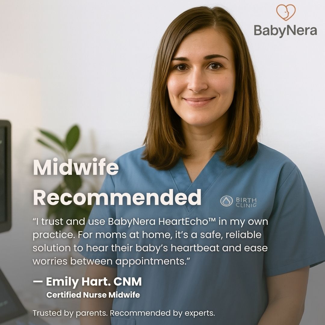 midwife recommended best fetal doppler BabyNera with 2.0MHz probe for deeper and more consistent detection